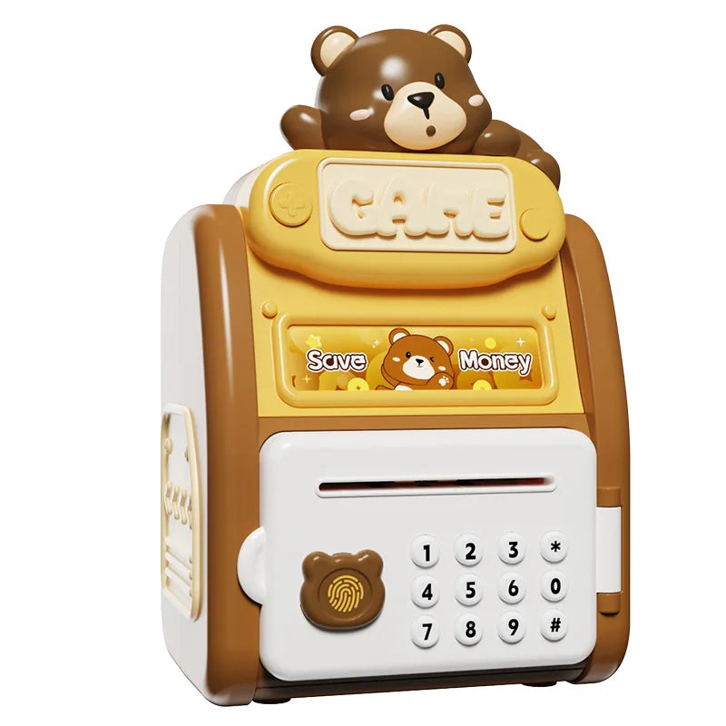 New Unisex Kids Plastic Piggy Bank Pet Fingerprint Password Artificial Intelligent Automatic Roll Coins Access Toys Children