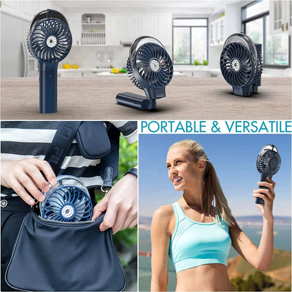 Foldable Handheld Misting Fan 3000mAh USB Rechargeable with Water Tank Spray Function