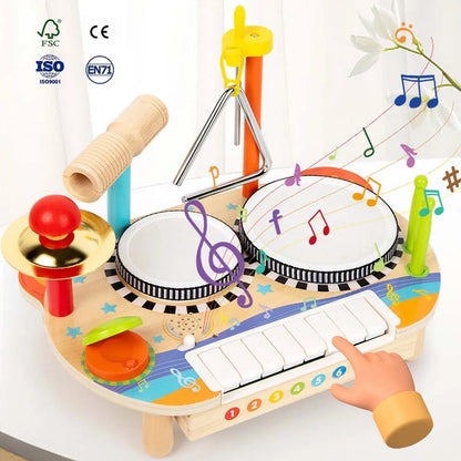 Montessori Toy Wooden Multifunctional Drum Set Toy for Kids Children's Musical Enlightenment Educational Percussion Toy