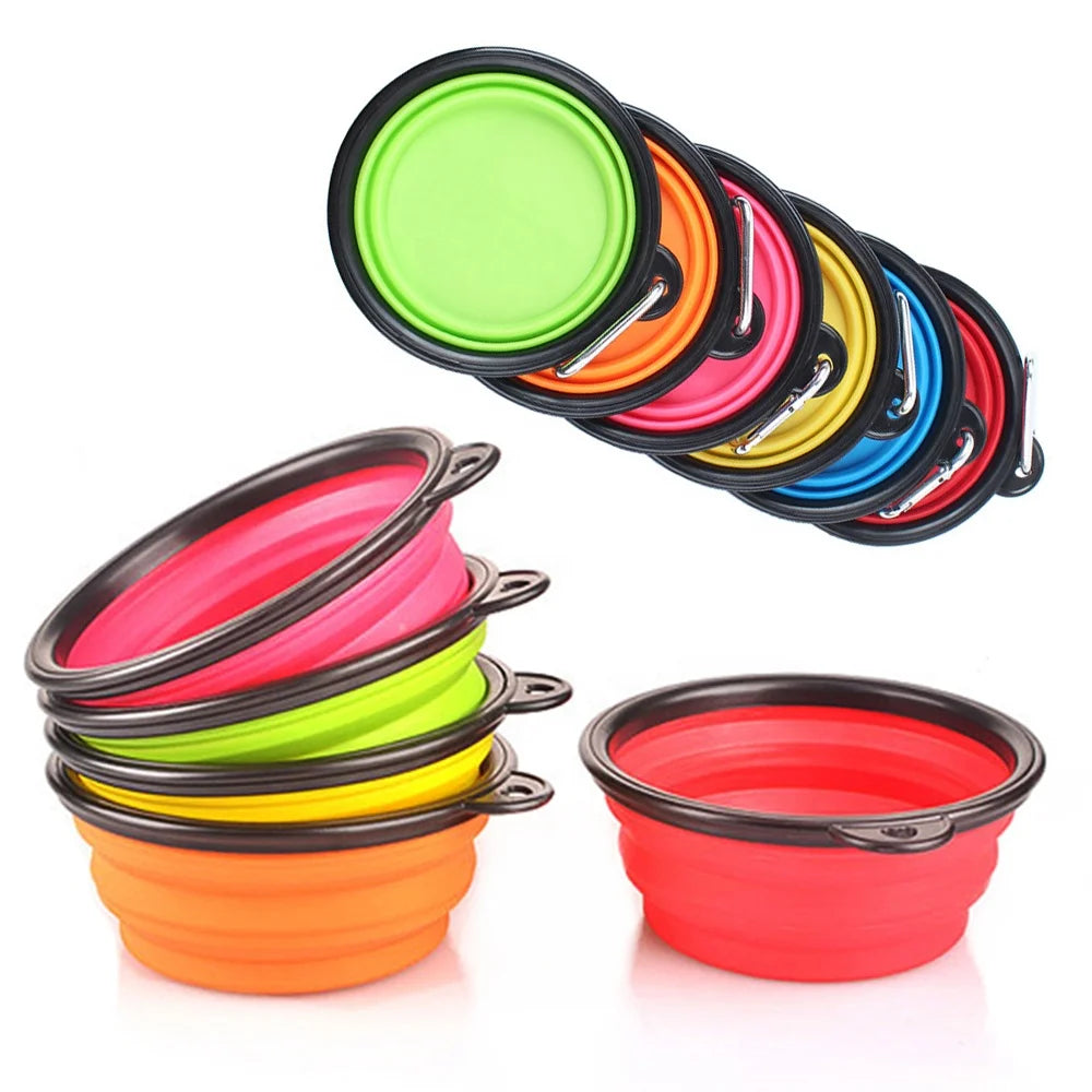 Eco Friendly High Quality Pure Solid Color Dog Silicone Outdoor Collapsible Bowl Cheap Dog Accessories Pet Feeder Bowls