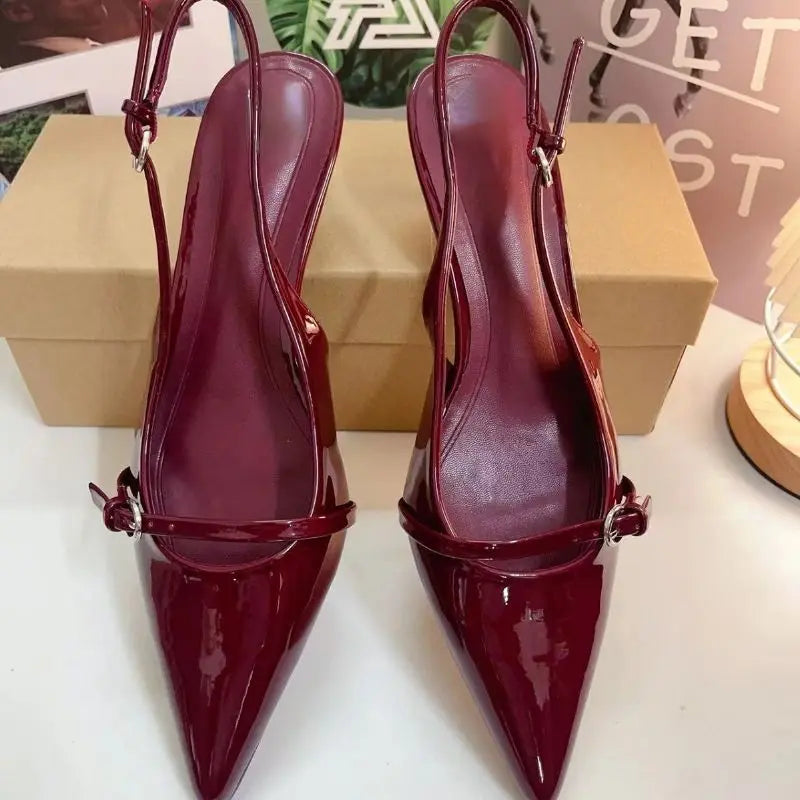 Red Sandalias De Tacon Summer Sandal Slipper Shoes Luxury Club Fashion Heels for Ladies