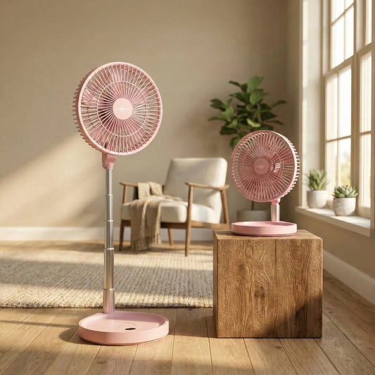 Electric Rechargeable Foldable Camping Fan with Remote Control, LED Lights, and Brushless Motor - Ideal for Outdoor & Hotel Use