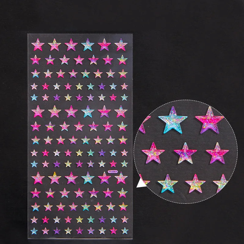 Glitter Magic Crystal Love Star Sticker 3D Shiny Gem Three-Dimensional Sticker Phone Notebook Diary DIY Gift Decoration For Girl