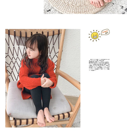 Girls winter plus velvet extra thick pantyhose child strips warm pants Polar Fleece Lining kids baby leggings cotton stockings