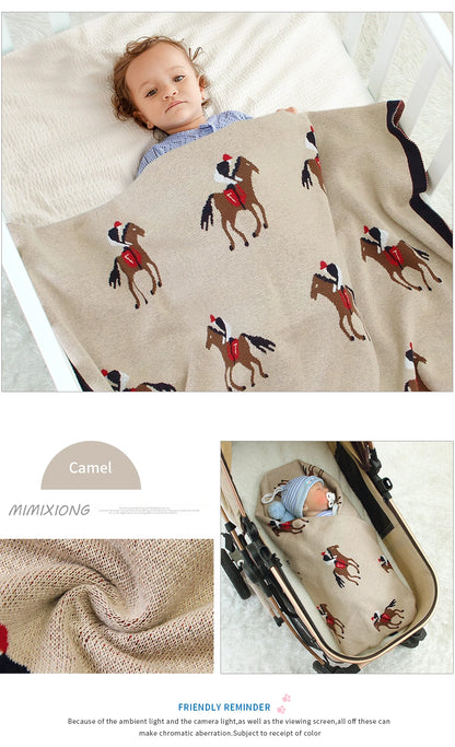 Baby Blankets Knitted Newborn Cute Cartoon Soft Warm Swaddle Kids Bath Towels 100*80cm Toddler Infantil Stroller Bedding Blanket