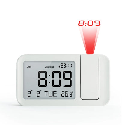 Digital Alarm Clock LCD Display Adjustable Brightness Projector Clock with Temperature Sensor for Kid Elderly