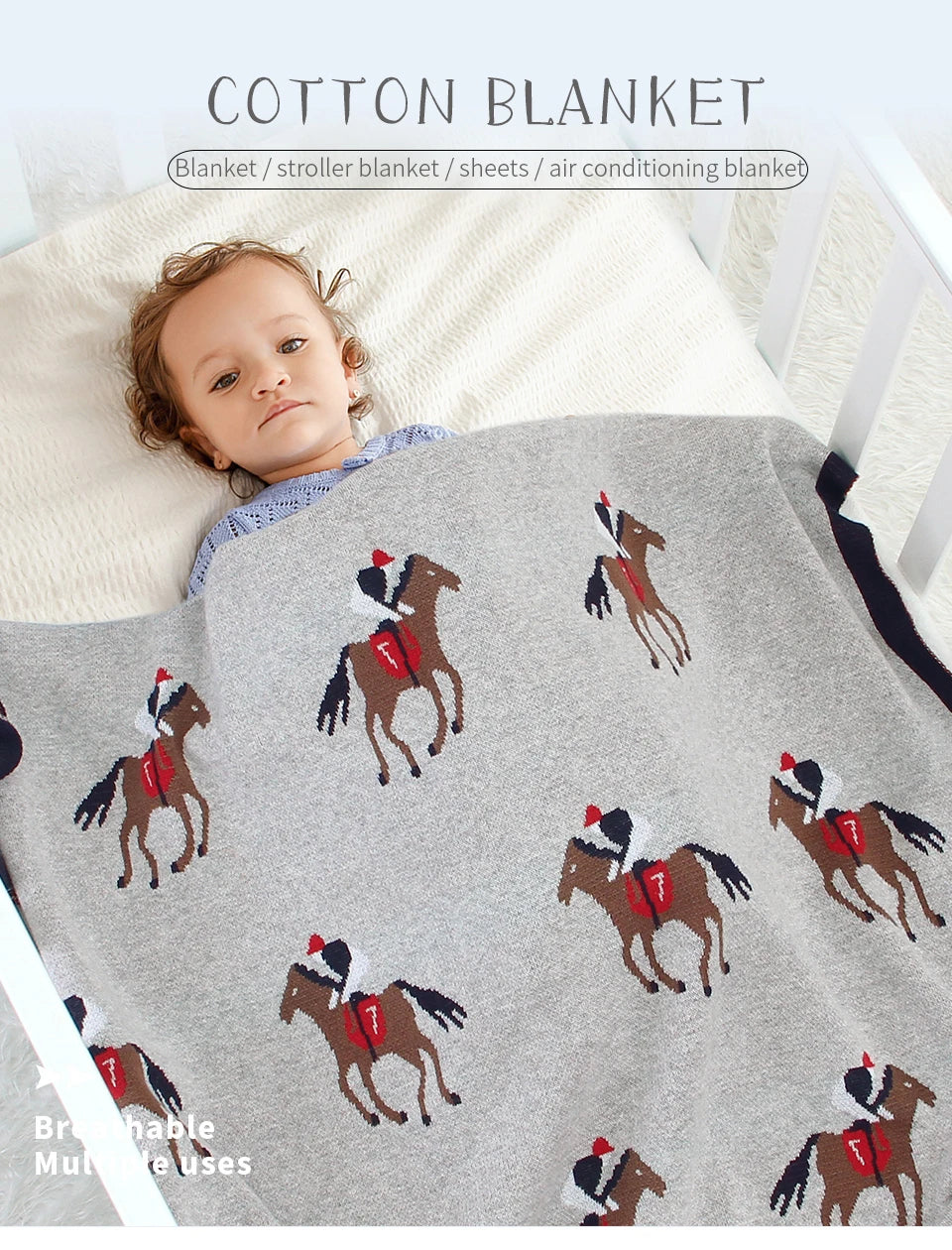 Baby Blankets Knitted Newborn Cute Cartoon Soft Warm Swaddle Kids Bath Towels 100*80cm Toddler Infantil Stroller Bedding Blanket