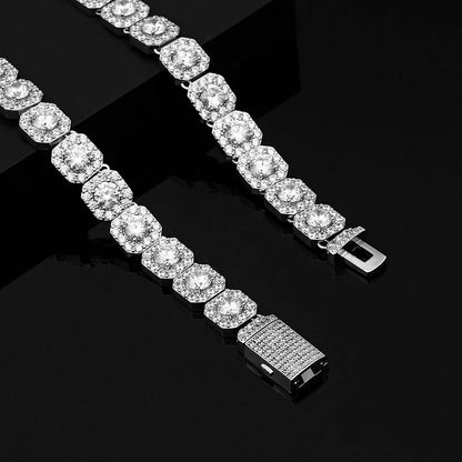 Nuoya 12mm Wholesale Hip Hop Bracelet for MenIced Out Chain 18k Gold Plated Clustered Tennis Bracelet