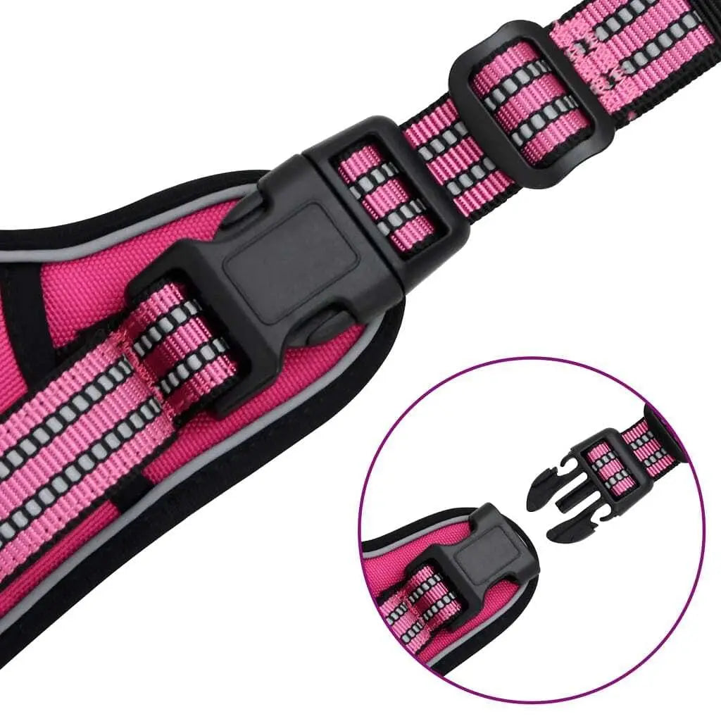 W2B VidaXL Pink Polyester Dog Harness with Adjustable Armrests for Pet Training