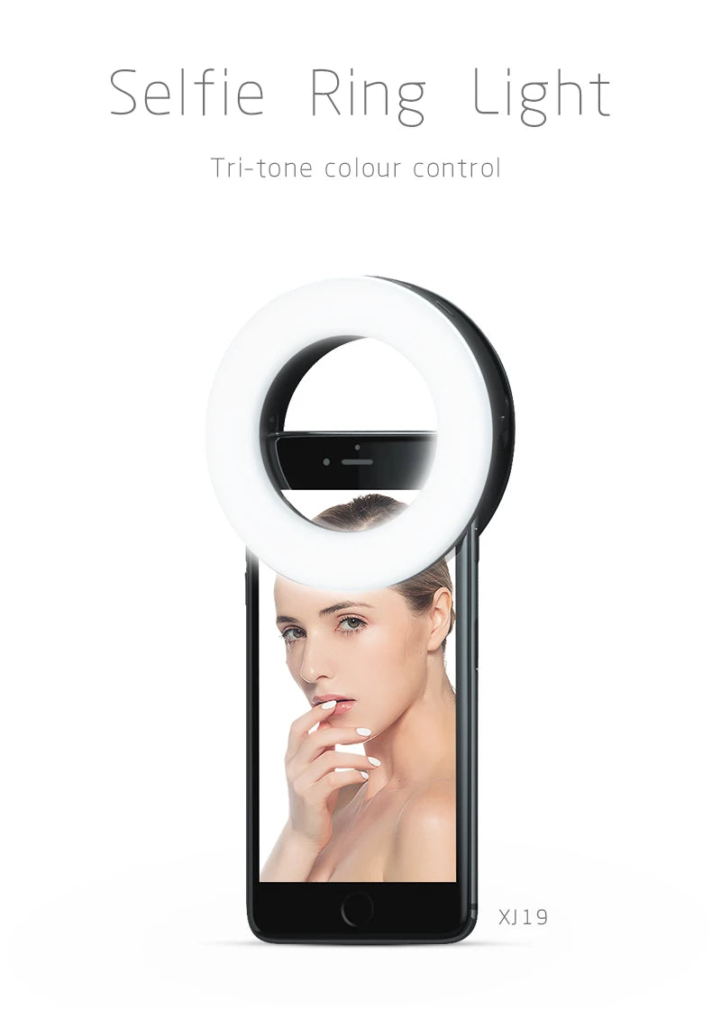 Portable LED Selfie Ring Light Flash For Mobile Phone Laptop Fill Light For Youtube VK Video USB Rechargeable Clip Ring Lamp