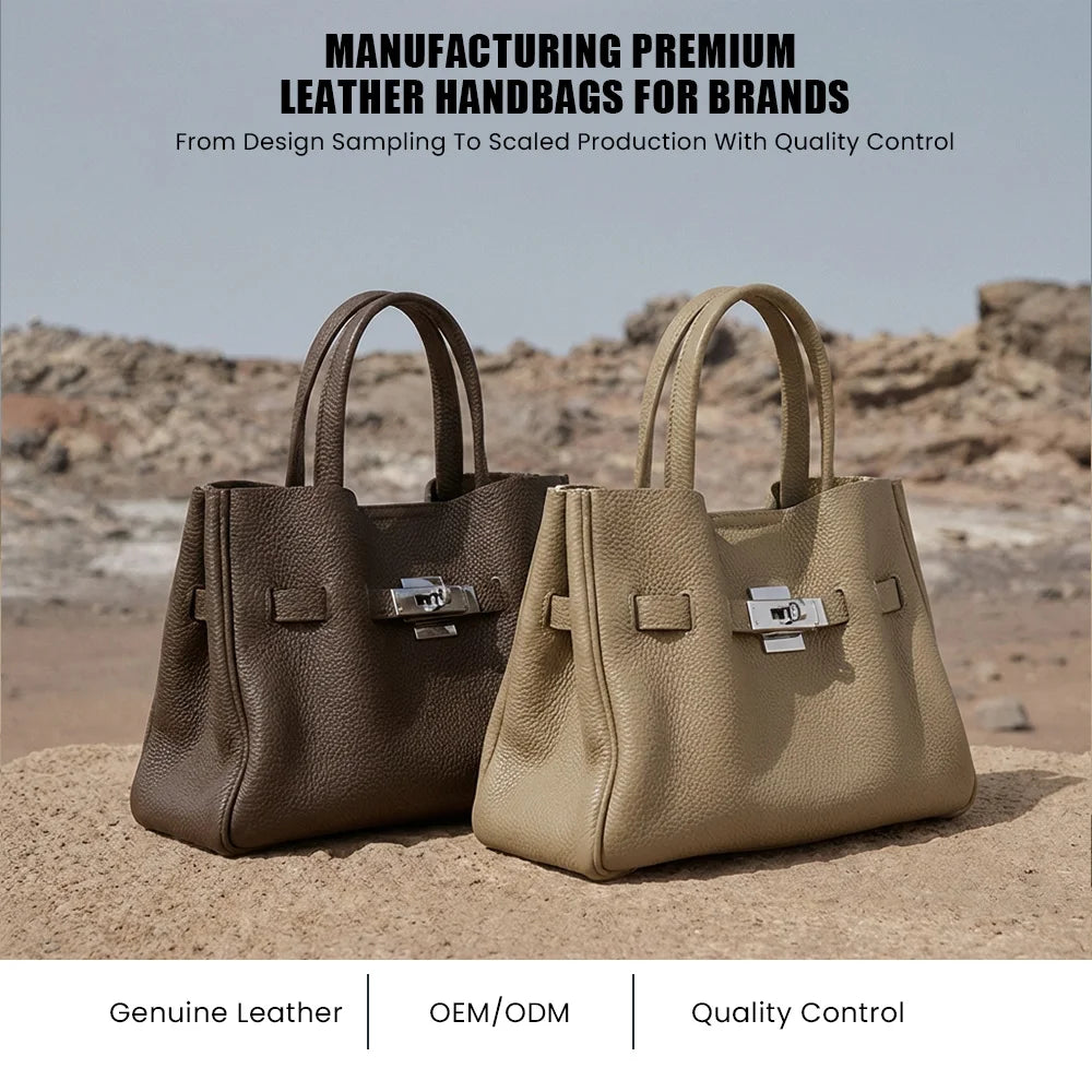 Quiet Luxury Genuine Leather Handbag for Women Pebbled Leather Totes Sac a Main Cuir Veritable Business Trip Ladies Bag Custom