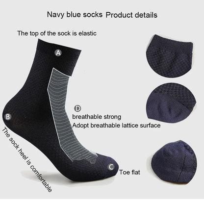 10 Pairs/Lot Men's Bamboo Fiber Socks 2025 New Compression Autumn Long Black Business Casual Man Dress Sock Gift Plus Size 42-45