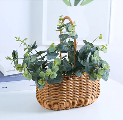 Portable Outdoor Picnic Basket Home Decorative Storage Woven Flower Pot Hand-held Rattan Wicker Accompanying Gift Floral Basket