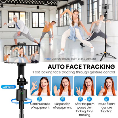 180CM 360 Ai Face Tracking Gimbal 2PC Light Smart Rotate Auto Face Tracking Selfie Stick Stabilizer for Vlog Video Making