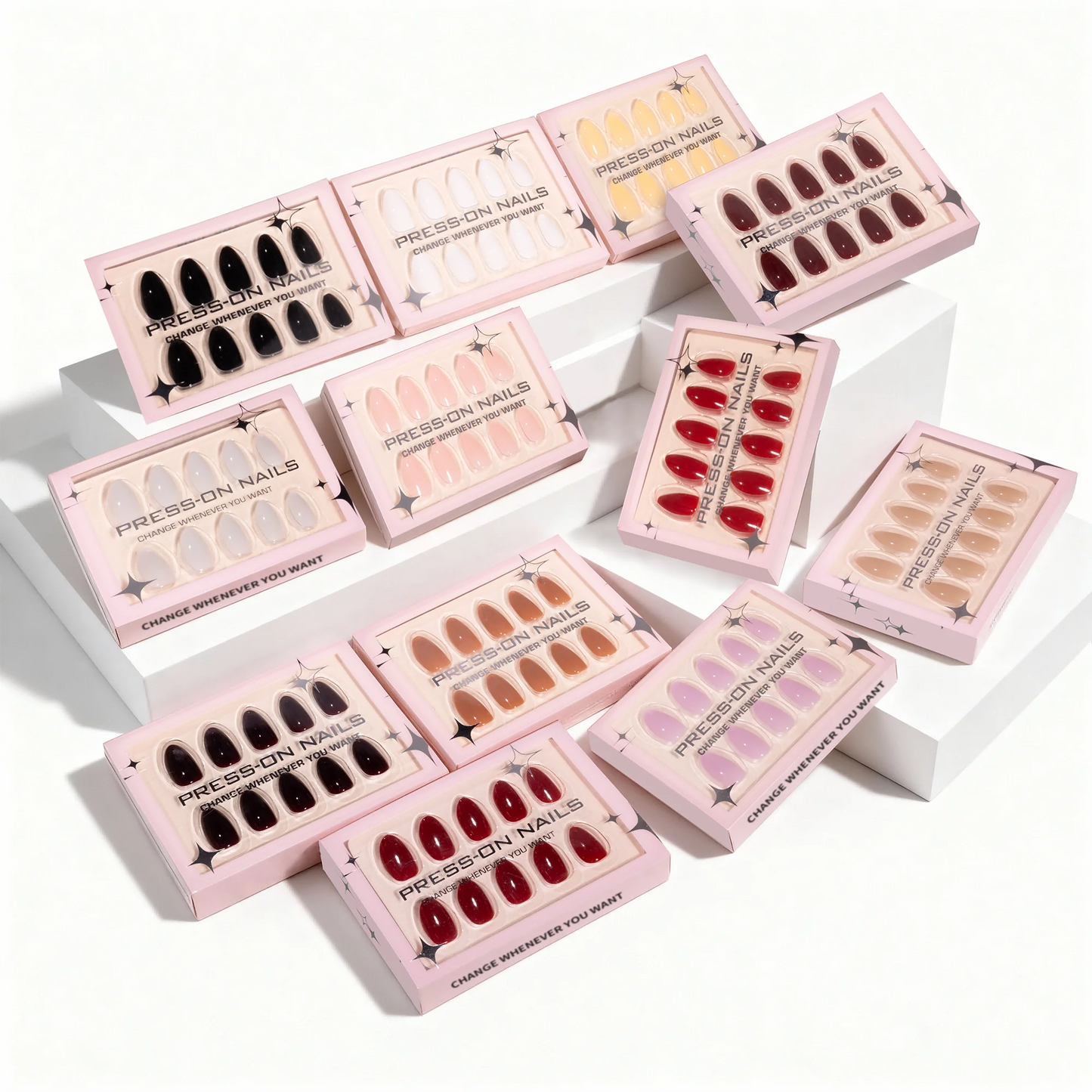 Solid Color press on nails wholesale short fake nails high quality false nails acrylic pmma  custom label Drop Shipping