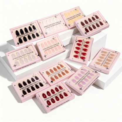 Solid Color press on nails wholesale short fake nails high quality false nails acrylic pmma  custom label Drop Shipping