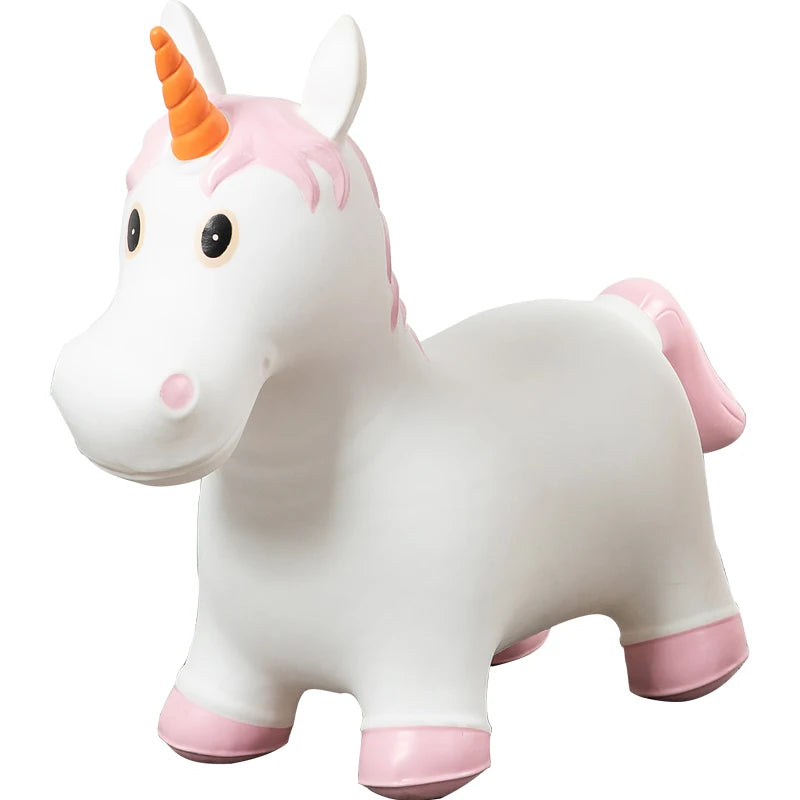 Custom Pvc Inflatable Toddler Riding Bull Unicorn Horse Toys Ride Plastic Jumping Horse Jump Animal Toy Outdoor Toys for Toddler