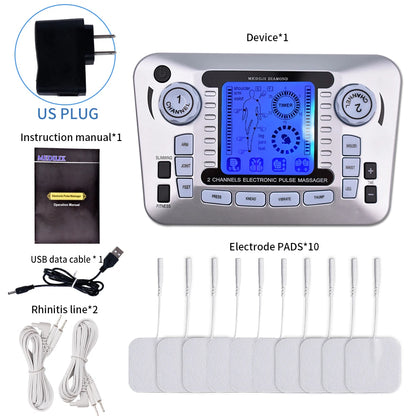 Tens Massager Ems Muscle Stimulator Acupuncture Electrical Pads Pulse Low Frequency Physiotherapy Slimming Machine Health Care