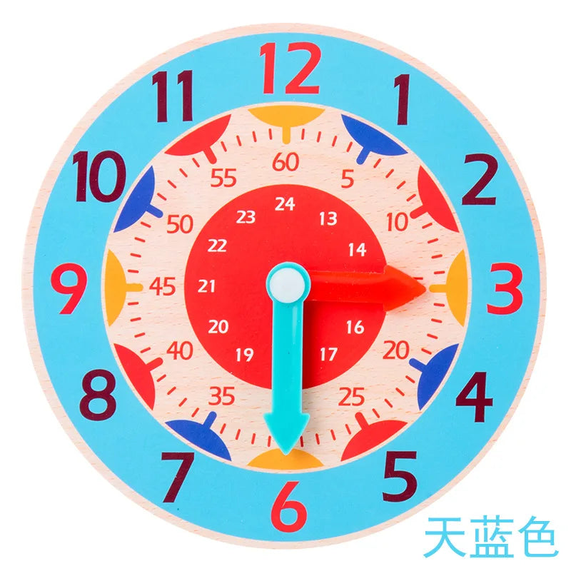 Children Montessori Wooden Clock Toys Hour Minute Second Cognition Colorful Clocks Toys for Kids Early Preschool Teaching Aids