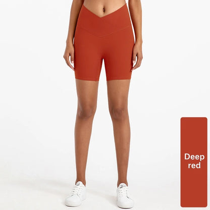 Xsunwing New Gymwear Clothing Fitness Workout Yoga Biker Shorts V Cut Waist Seamless Scrunch Butt Running Shorts Women WLQ2201