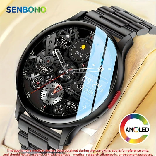 Men's Smartwatch with Call Function,1. 43''Large HD AMOLED Screen,100+Sports Modes, DIY Watch Face, Fitness Tracker,USB Charging