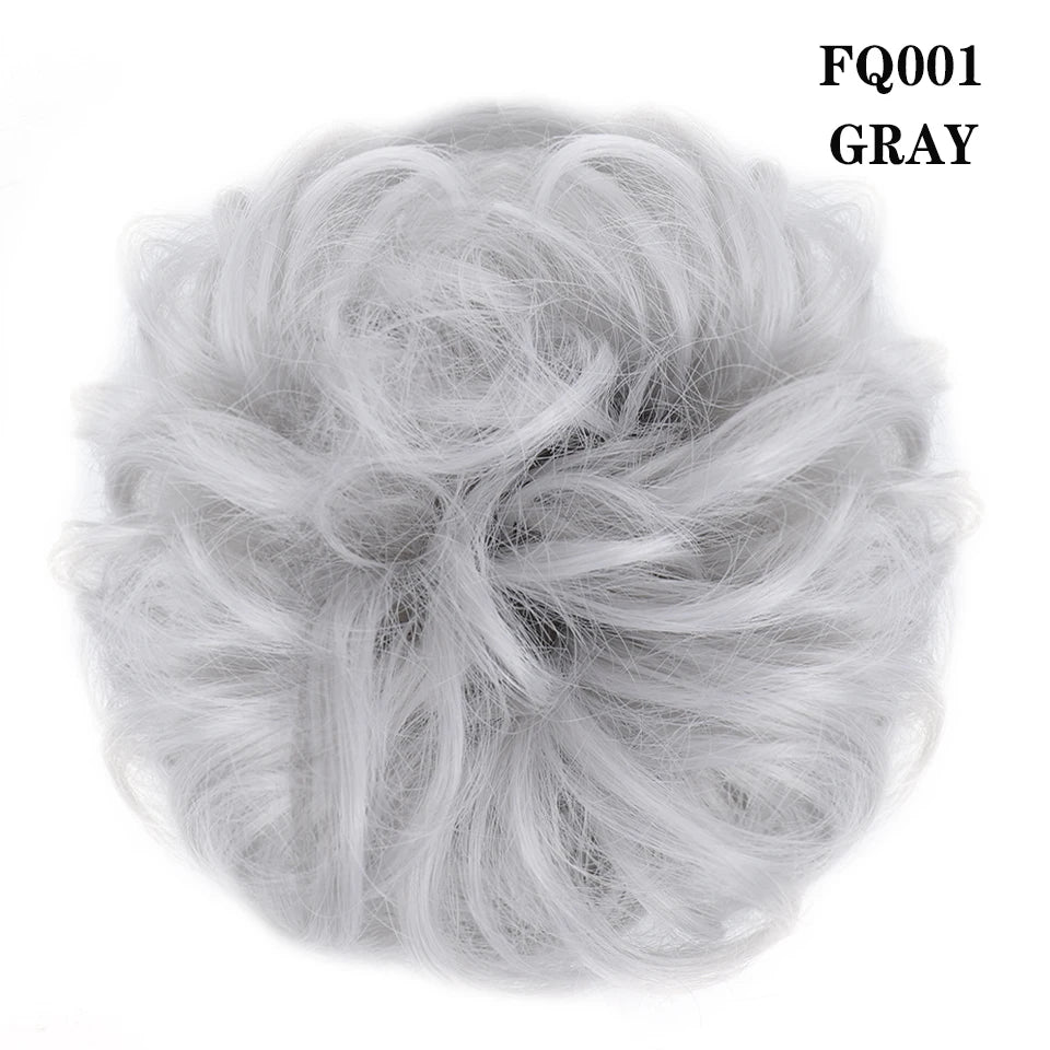 LUPU Synthetischer Haarknoten, unordentliche Haargummis mit Gummiband, natürliche, falsche Haargummistücke, Pferdeschwanz, farbig, Schwarz, Lila, Rosa, Grün