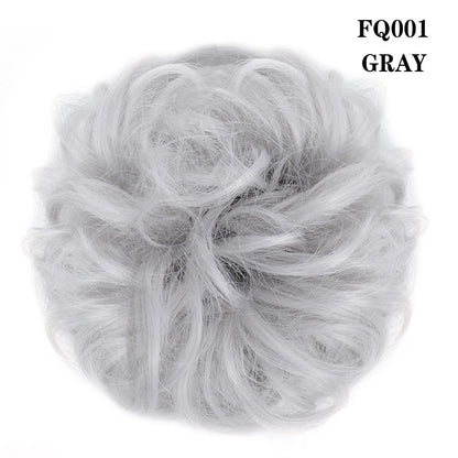 LUPU Synthetischer Haarknoten, unordentliche Haargummis mit Gummiband, natürliche, falsche Haargummistücke, Pferdeschwanz, farbig, Schwarz, Lila, Rosa, Grün