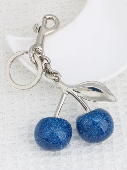 Cherry Bag Charm Fashion Accessories Golden Key Chain Glitter Resin Purse Charm for Bags