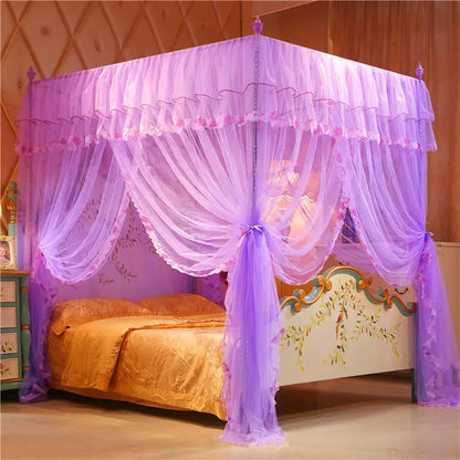 European Palace Style Princess Romantic Lace Decorative Square Queen Size Bed Mosquito Net