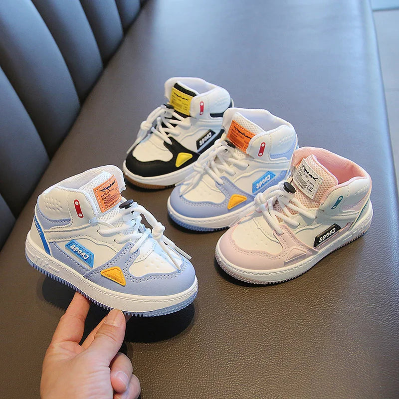 Wholesale Casual Children Sneakers for Girls and Boys Fashion Trend Soft Baby High Top Footwear New Classical Kids Shoes Sport