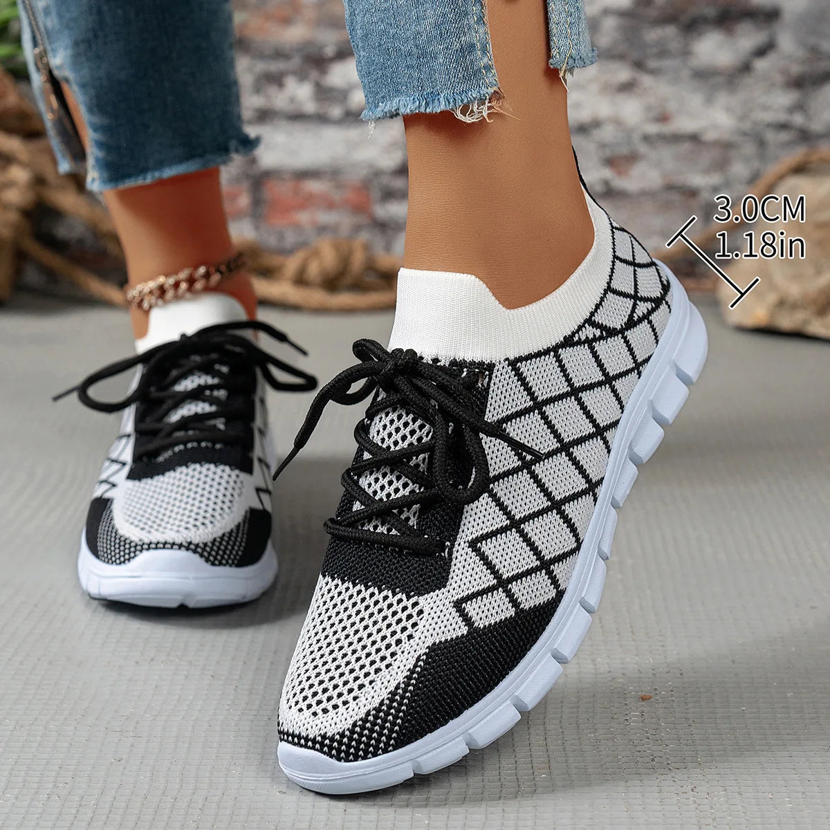 2026 NEW KJ Women's Sneakers Breathable Mesh Casual Sports Shoes New Thick Sole Travel Shoes with Cushioning Lightweight