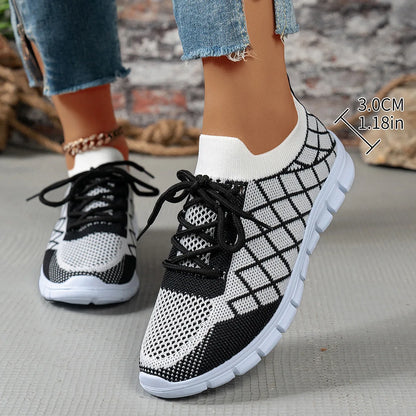 2026 NEW KJ Women's Sneakers Breathable Mesh Casual Sports Shoes New Thick Sole Travel Shoes with Cushioning Lightweight