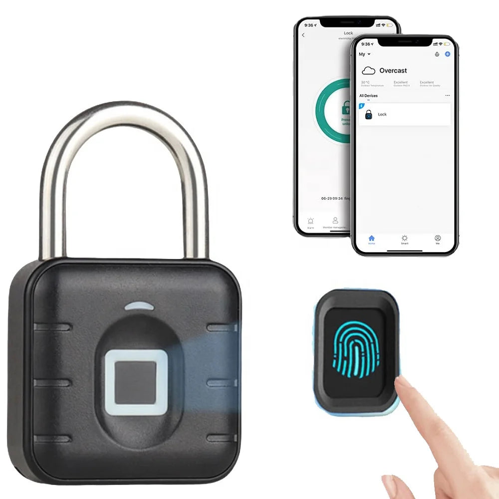 Factory Wholesale BLE APP Waterproof IP67 Smart Fingerprint Cabinet Padlock for Luggage Bag Gym Locker Biometric Tuya Padlock
