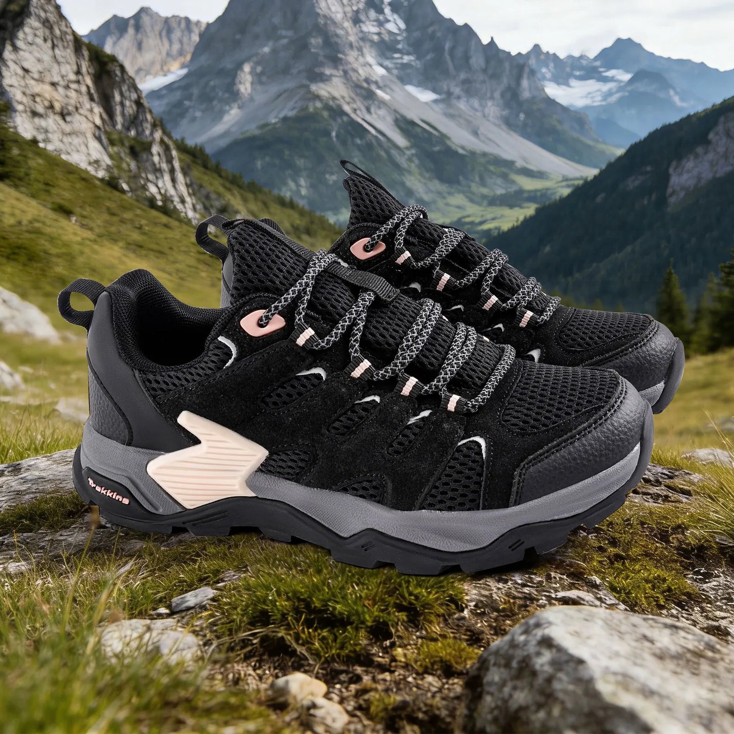 Men Women Low-Cut Outdoor Hiking Shoes Breathable Waterproof Lightweight Slip-On Sneakers for Summer Trekking Walking Camping