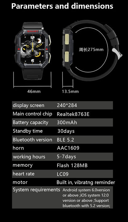 Yk01 Hd 1.83 Inch Ips Screen All Day Heart Rate Detection Bt Sports Smartwatch Multi-language Push 300 Mah Battery Smart Watch