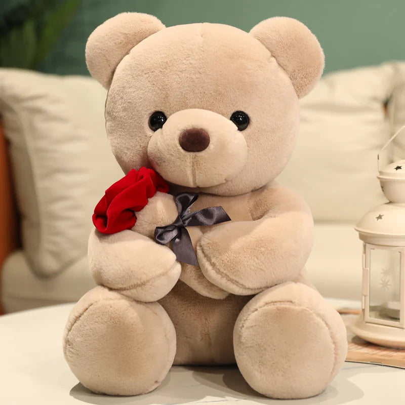 High Quantity Valentine's Day Confession Gift Cute Rose Bear Doll Super Soft Plush Toy Little Bear Stuffed Animal Girlfriend