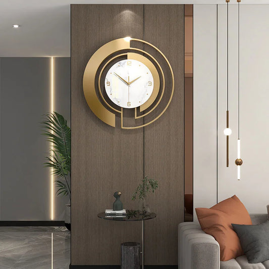 45CM High Gloss Glass Metal Home Decor Living Room Wall Clock Modern Silent Hanging Quartz Watch for Sale Dropshipping DDP