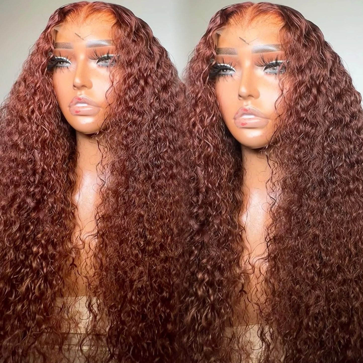 Curly 7*7 Human Hair Wigs Heavy Density 13*6 HD Transparent Kinky Curly Lace Frontal Wig 250% Honey Brown 13*4 Lace Frontal Wig