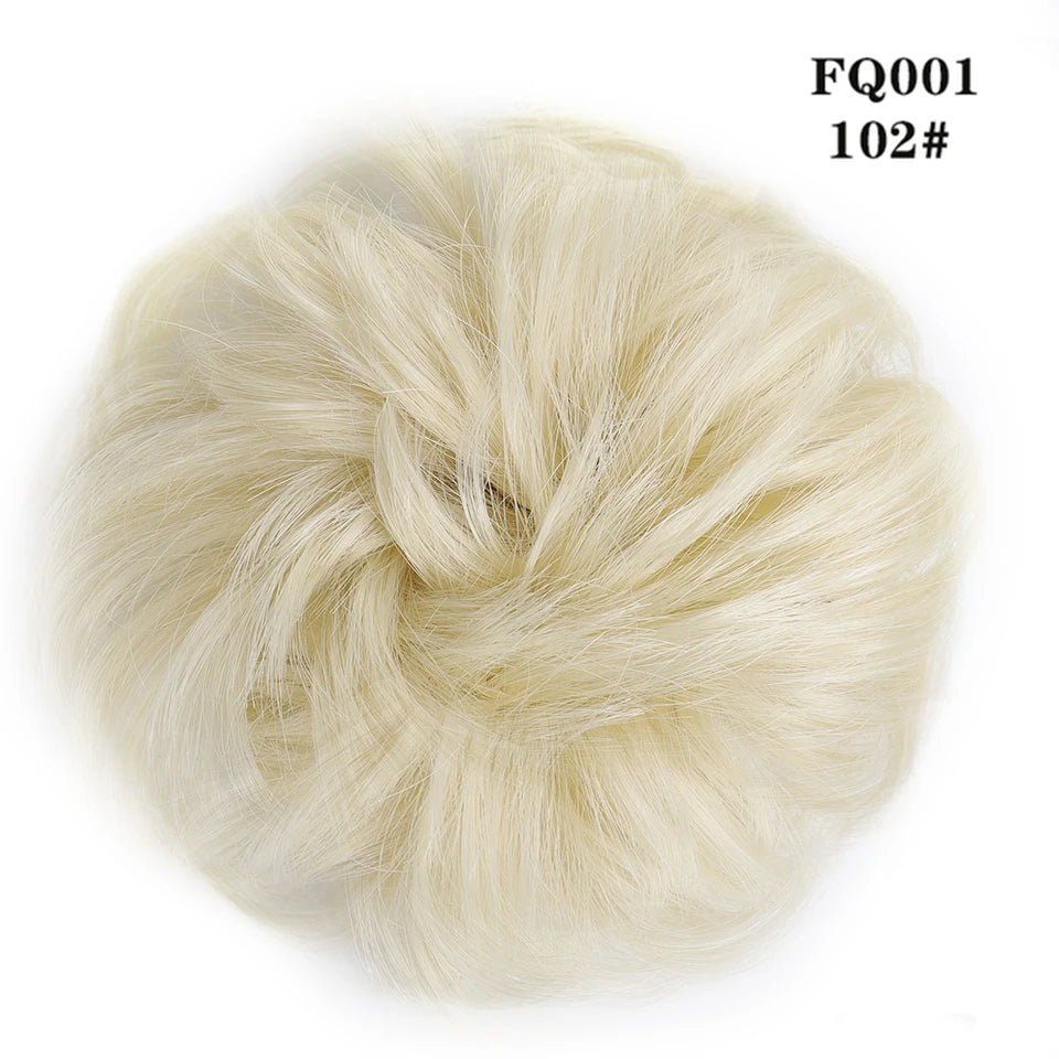 LUPU Synthetischer Haarknoten, unordentliche Haargummis mit Gummiband, natürliche, falsche Haargummistücke, Pferdeschwanz, farbig, Schwarz, Lila, Rosa, Grün