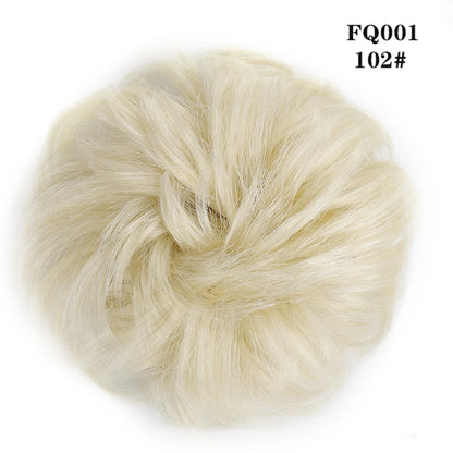 LUPU Synthetischer Haarknoten, unordentliche Haargummis mit Gummiband, natürliche, falsche Haargummistücke, Pferdeschwanz, farbig, Schwarz, Lila, Rosa, Grün