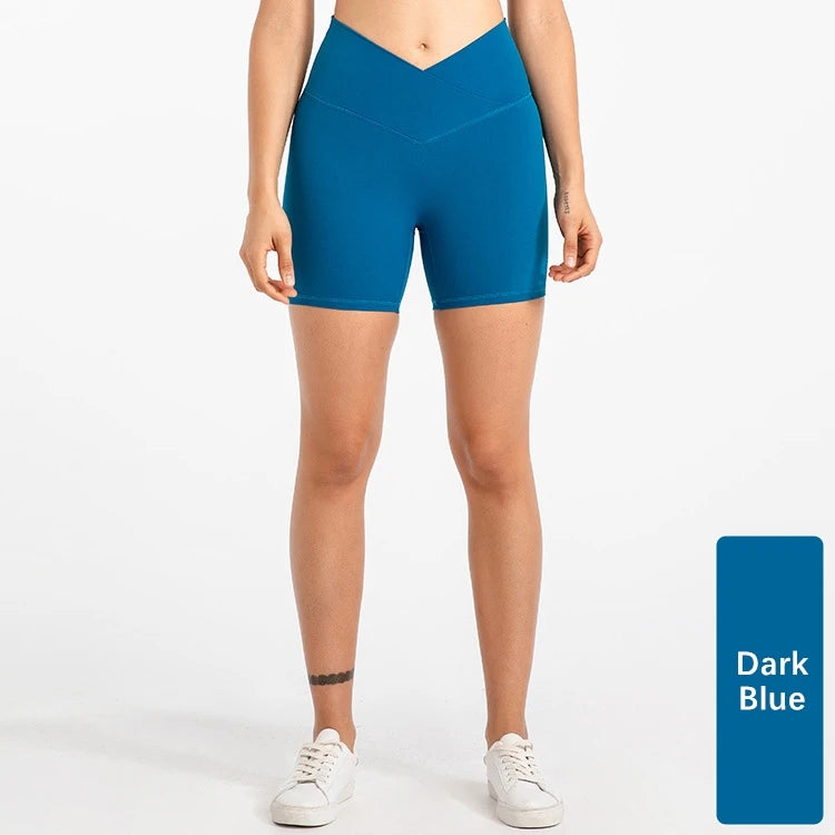 Xsunwing New Gymwear Clothing Fitness Workout Yoga Biker Shorts V Cut Waist Seamless Scrunch Butt Running Shorts Women WLQ2201