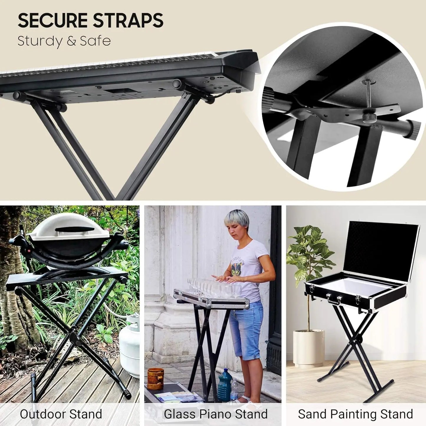 Wholesale Heavy -Duty Adjustable Digital Piano Keyboard Piano X-Frame Stand  Electric Piano  Stand