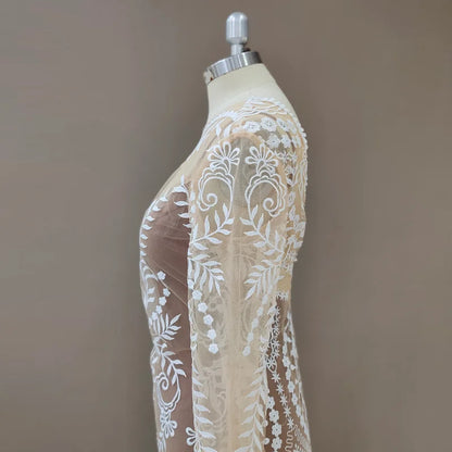 #4055 2 Piece in 1 BOHO Bohemian Long Sleeve Destination Wedding Dress Appliques Lace Wedding Shoot Post Bridal Gown REAL PHOTO