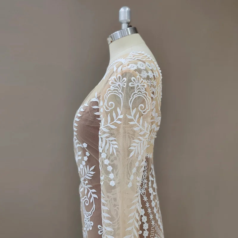 #4055 2 Piece in 1 BOHO Bohemian Long Sleeve Destination Wedding Dress Appliques Lace Wedding Shoot Post Bridal Gown REAL PHOTO