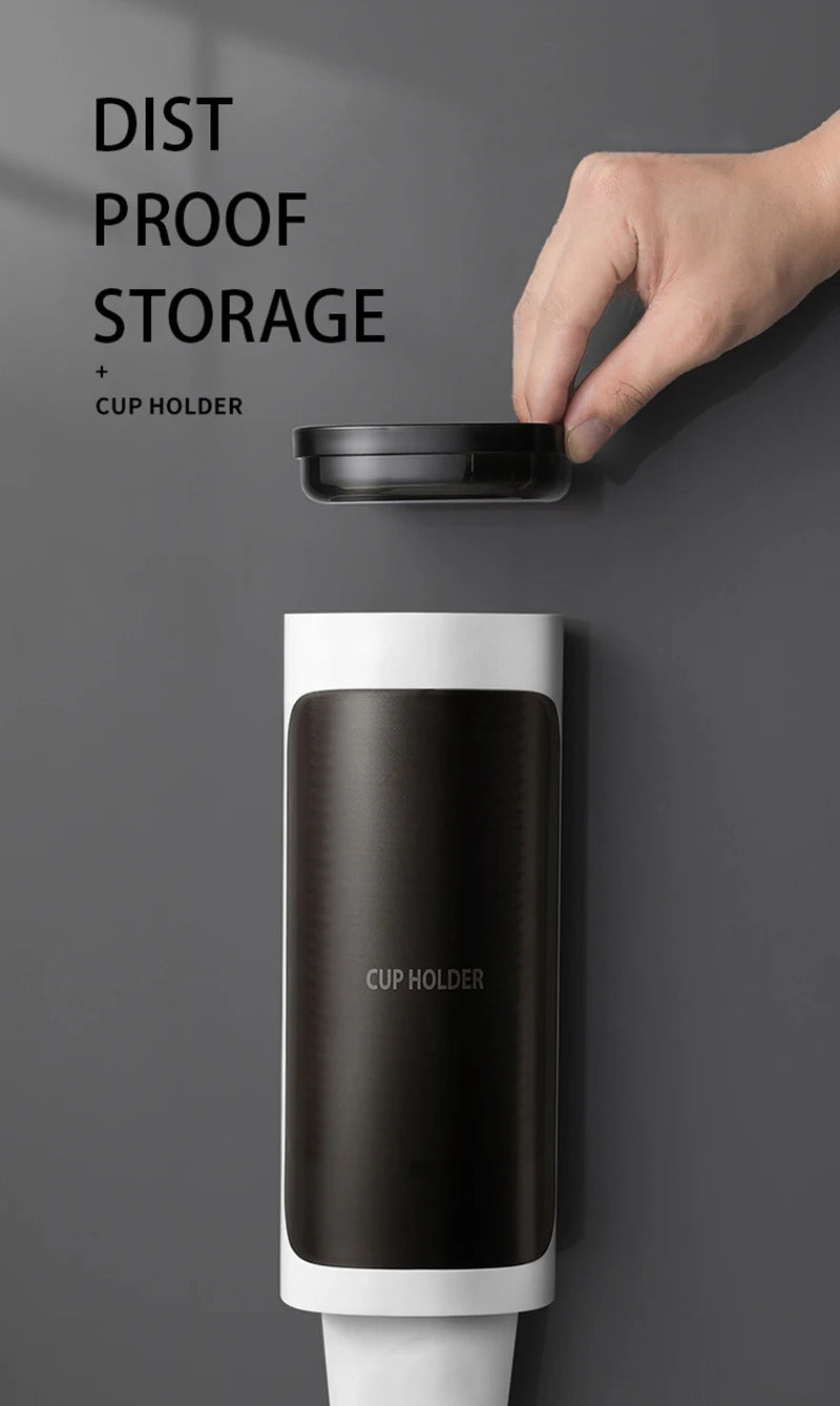 An der Wand montierte, automatisch herunterklappbare Einweg-Becherhalter für den Haushalt, stanzfreie Pappbecher, staubdichte Trinkbrunnengestelle