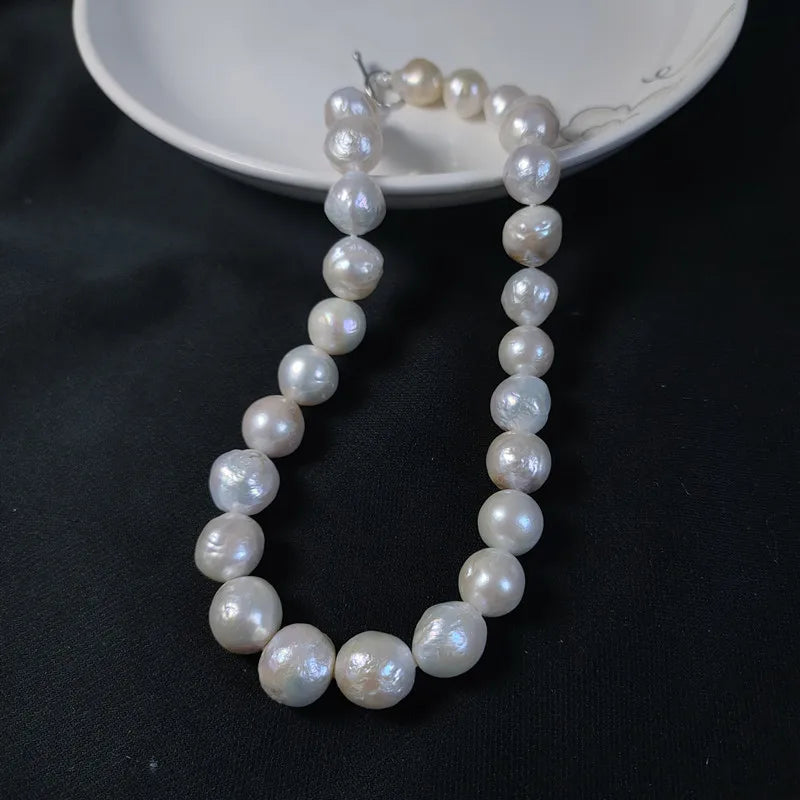 Wholesale 925 Silver Fashion Jewelry Pearl Necklace Real Natural Freshwater Baroque Pearl Necklace