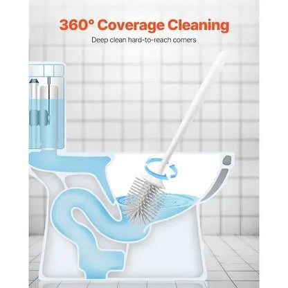 W2B Bathroom Accessories Toilet Brush and Holder Set with Matt Black PP Handle Deep Cleaning Plastic Cup for Hotels