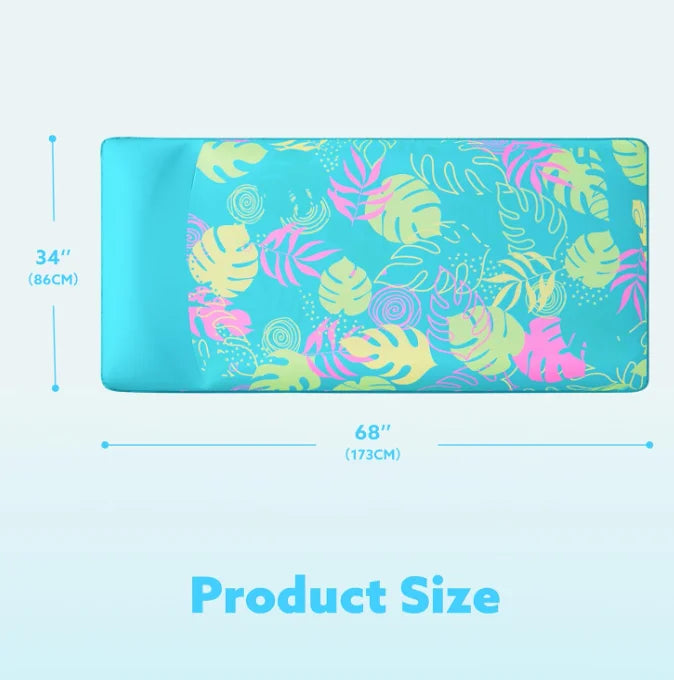 Inflatable Pool Floats Raft Fabric Covered Pool Mat Lounger for Adults Ultra Inflatable Water Float with Headrest for Beach Lake