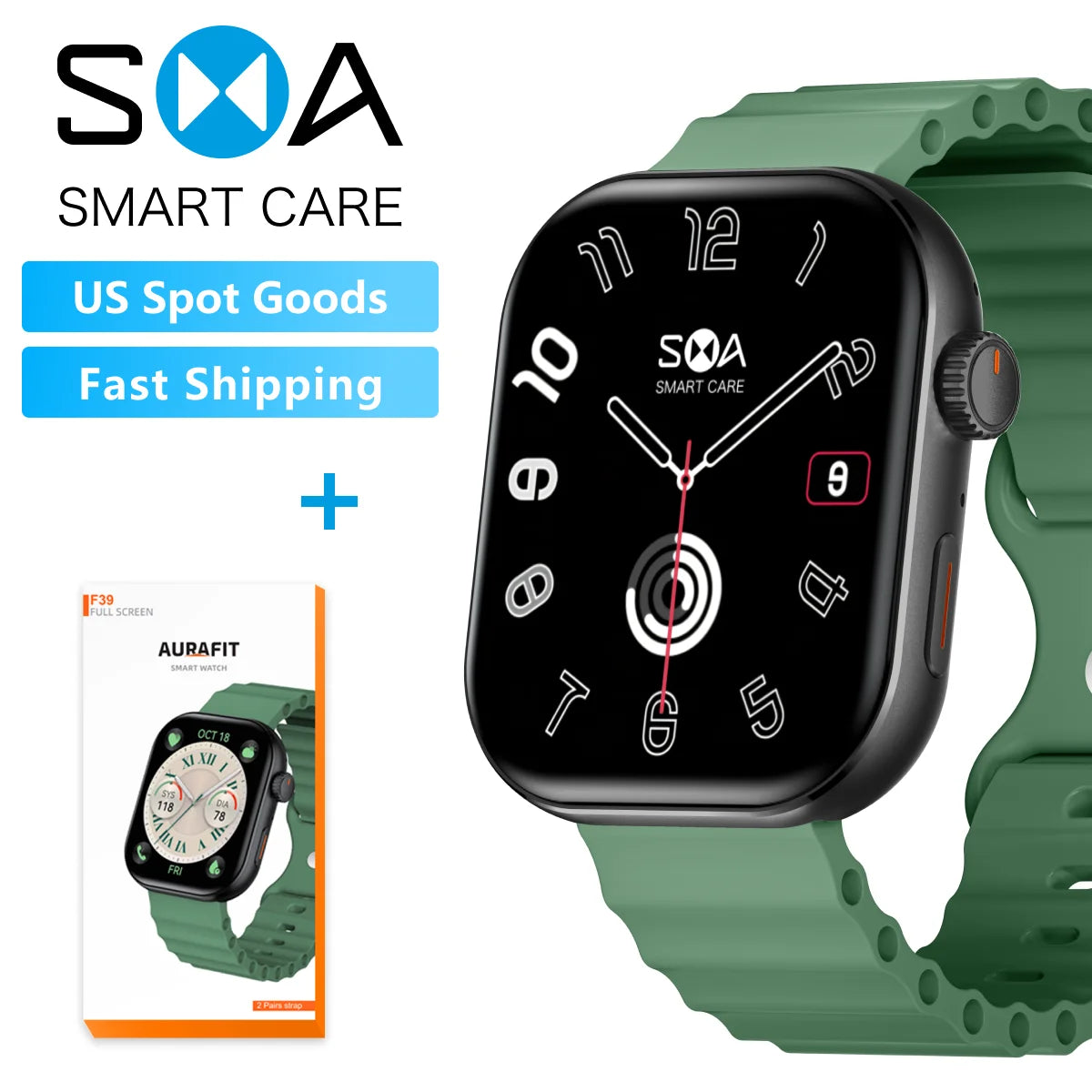 US Fast Ship Smartwatch for Men 2.01" AMOLED Display Always-on Heart Rate Monitor IP68 Waterproof Multi-Sport Tracker with Sleep