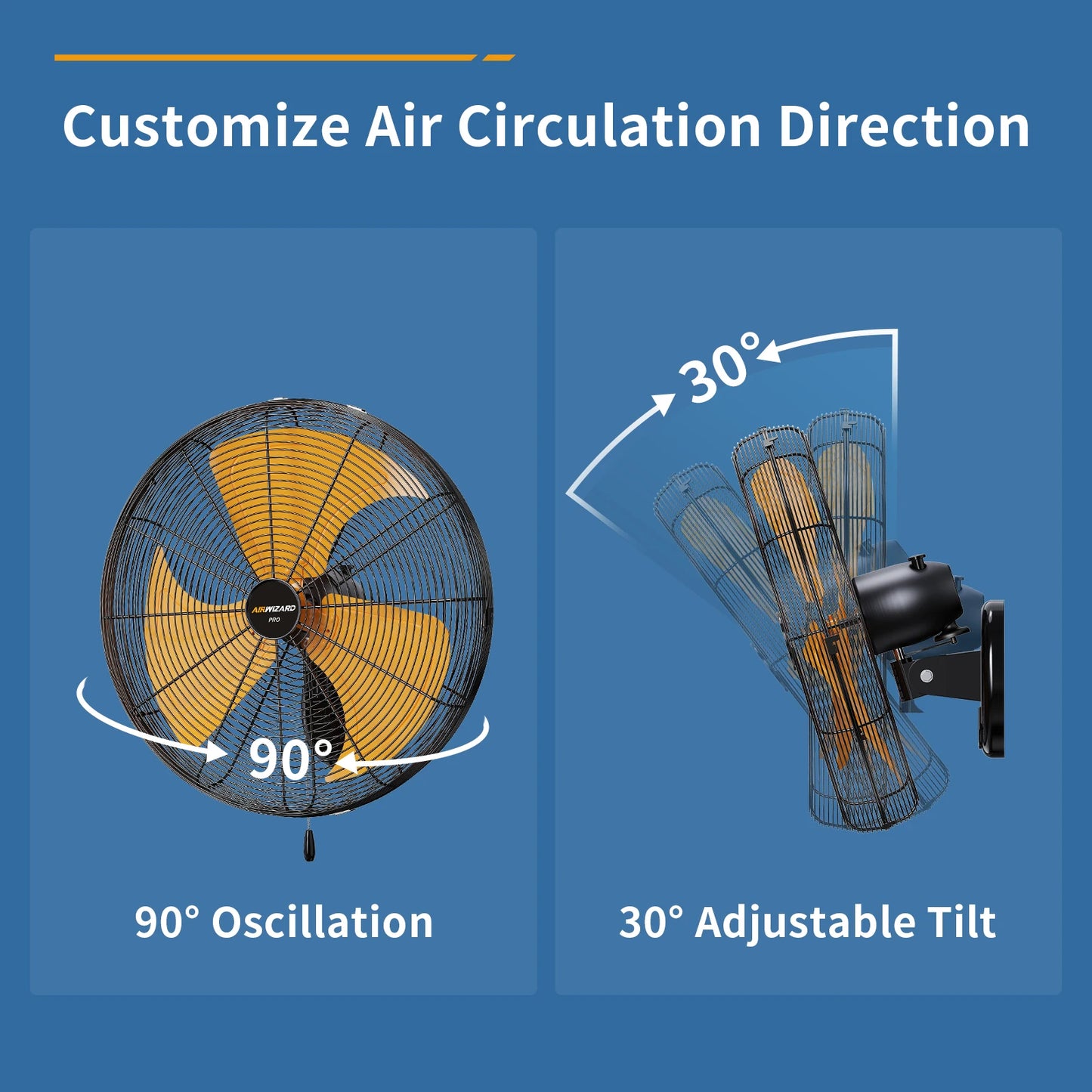 18 20 Inch Industrial Oscillating Wall Mount Fan High Velocity Heavy Duty Metal Blades 3 Speeds Wall Fans for Garage Shop